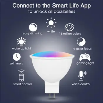 10PC Tuya Smart Homekit WiFi MR16 Smart LED Lemputės 12V RGBCW Pritemdomi Lempos 