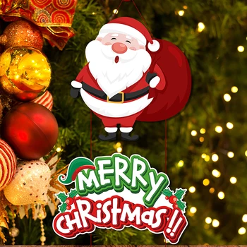 10VNT Linksmų Kalėdų Durų Kabo Reklama Santa Claus Sniego Dvieilis Navidad 2023 Kalėdų Vakarėlį Namų Puošybai 2024 Noel