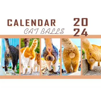 2024 Katės Šaudykla Kalendorius Kačių Mylėtojai Juokingi Kačių Kalendoriaus Sienos Kabo 2024 Mėnesio Mielas Kačiukas Užpakalis Kalendorius