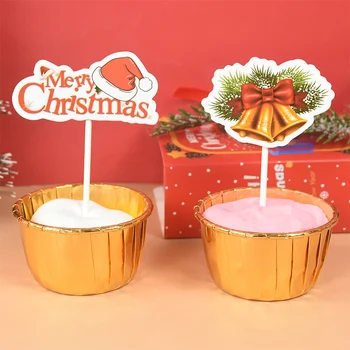 24Pcs Linksmų Kalėdų Pyragas Papuošalai Popieriaus Tortas Toppers Kalėdų Dekoracijas Namų Cupcake Desertas Dekoro Vaikams Dovanų Navidad