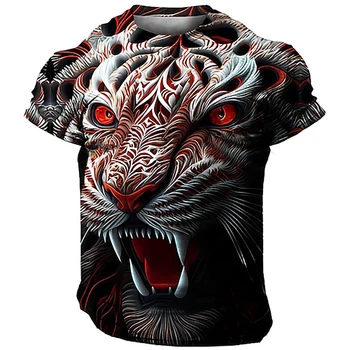 3D Harajuku Tigras Modelio vyriški T Shirts, Hip-Hop, Punk Stiliaus Streetwear Mados O-kaklo trumpomis Rankovėmis Megztinis Negabaritinių marškinėliai