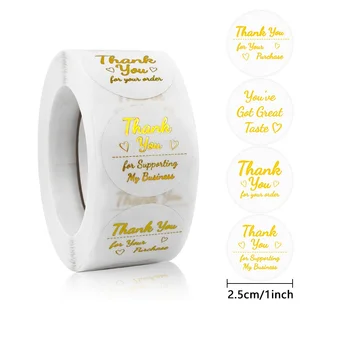 50-500pcs aukso štampavimo ačiū, baltas fonas lipdukas apvalaus ženklo atostogų vestuvių paketas apdailos sandarinimo lipdukas