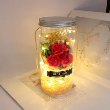 Amžinas Gėlių Nemirtingas Muilas Rožė LED Muilo Gėlių Plastikinių Butelių Vestuvių Dirbtinių Gėlių Valentino Diena, Motinos Diena Dovanos