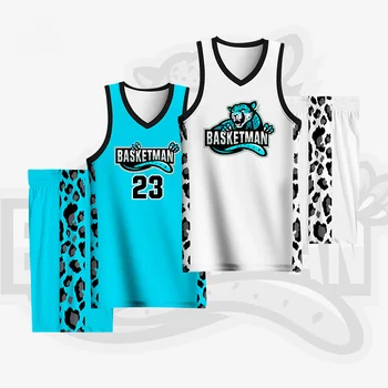 BASKETMAN Krepšinio Rinkiniai Vyrams Mados Gyvūnų Cheetah Vietoje, Modelis Atspausdintas Megztiniai, Šortai Uniformas Custom Mokymo sportiniai Kostiumai