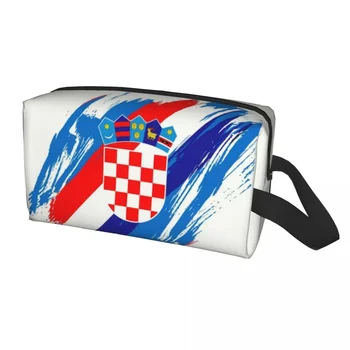 Custom Vėliava, Kroatija, tualetinių reikmenų Krepšys kroatijos Tėvynės Didžiuotis Kosmetikos Makiažas Organizatorius Ponios Grožio Saugojimo Dopp Rinkinio Dėžutė