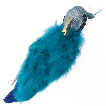 Dirbtinis Blue Peacock Plunksnuočių Kalėdų Eglutės Papuošalus Modeliavimas Paukščių Spalvų Aukštos Kokybės Ilgalaikio Vartojimo Tikroviška