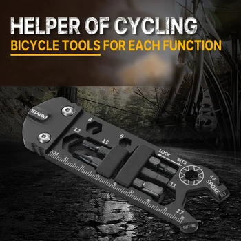 EDC smulkūs įrankiai lauko dviračių reguliuojamas raktas multi-funkcija derinys juoda atsuktuvas