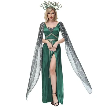 Graikų Mitologijoje Medūza, Cosplay Kostiumų Medūza, Žalia Aukštos Padalinta Long Dress Kostiumai