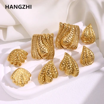 HangZhi Raukšlių Stambusis Auskarai Naujo Dizaino Nerūdijančio Plieno Spiralė Nereguliarus Madinga Vintage Aukso Spalvos Papuošalai Dovanos Moterims