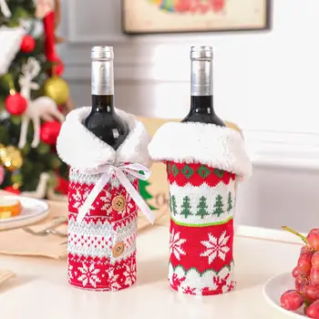 Kalėdinis Vyno Butelis Padengti Linksmų Kalėdų Dekoracijas Atvartas Vieną Krūtinėmis Pliušinis Pamušalas Vyno Butelio Dangtelį Kalėdos Navidad Dovanos