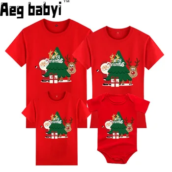 Kalėdų Šeimos Atitikimo T-shirt Santa Print Motina, Tėvas, Dukra, Sūnus trumpomis Rankovėmis T-shirt Rūbai Suaugusiems, Vaikams Kalėdos Drabužiai