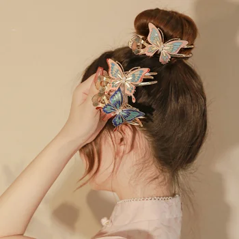 Kinų Tapybos Drugelis Plaukų Clips Mados Moterų Staigius už Grils Galva Didelė plaukai surišti į uodegą Įrašą Retro Šukuosena Plaukų Aksesuarai