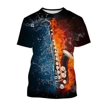 Klasikiniai vyriški marškinėliai Vasaros Muzikos Saksofonas Modelio Spausdinimo Aukštos Kokybės Dėvėti Kasdien Atsitiktinis Palaidinė Marškinėliai Negabaritinių Vyrai 