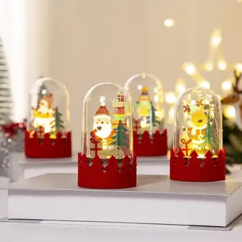 LED Kalėdų Sniego Gaubliai Apšviesta Baterija Grūdintas Sniego Gaubliai Kalėdinė Dekoracija LED Šviesos Medinis Dekoras