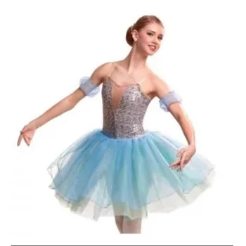 Merginos Klasikinis Baleto Suknelė Šviečia Granulių Viršaus Dangaus Balet Sijonas,Baleto Leotard Suknelė Šokio Kostiumai Princesė Purus Suknelės