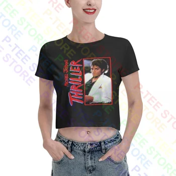 Michael Jackson Trileris Albumo Fotografijos Moterų Pasėlių Top marškinėliai Tee Mielas Juokingas Derliaus Patogiai Moterų Marškinėliai