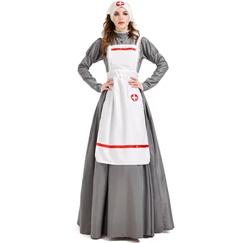 Moterų Viduramžių Pilietinio Karo Slaugytoja Cosplay Kostiumų Suaugusiųjų Ilga Suknelė Iki Sielovados Ūkio Helovinas Tarnaitė Vaidmuo Žaisti Drabužius Išgalvotas Suknelės