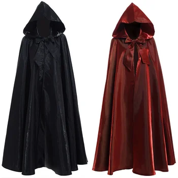 Raudona satino apsiaustu ir vyrams, ir moterims, Helovinas šalis suknelė, ilgas sijonas, viduramžių stiliaus, 2022
