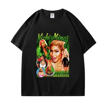 Reperis Nicki Minaj Grafinis T Marškinėliai vyriški moteriški Mados Hip-Hop Negabaritinių marškinėliai Street Tendencija Derliaus trumpomis Rankovėmis T-shirt