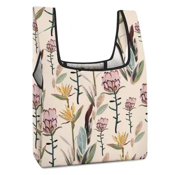 Retro Dekoro Pirkinių Krepšys Shopper Bag Gražių Gėlių Prekybos Nešti Atsitiktinis Moteris Dvigubas Dirželis Rankinės Pritaikoma Modelis