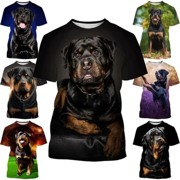 Rottweiler 3d Print T-shirt Vyrams Vasaros Lauko Sporto Marškinėliai Juokinga Apvalios Kaklo trumpomis Rankovėmis Viršūnes Animel Modelis Prarasti T Shirts