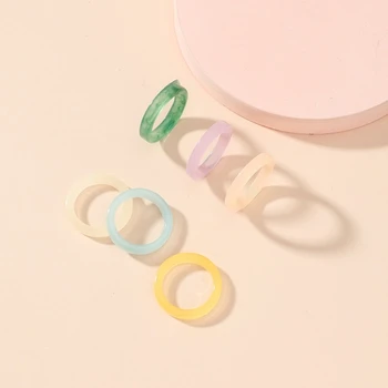 Saldus Saldainiai Spalvų Ratas Dervos Žiedas Moterims Skaidrus Mielas Mažas Paprastas Dizainas Žiedas Y2K Temperamento Mergina Piršto Žiedą
