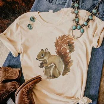 Voverė viršuje moterų grafinis t-shirts mergina dizainerio drabužių