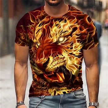 Vyrai Gyvūnų Liūtas 3d Spausdinimo Mados Trumpas Rankovės Top Marškinėliai Vyrams 2023 Vasaros T-shirt