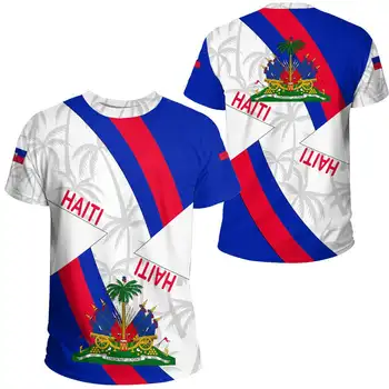 Vyrų ir Moterų Nacionalinių Emblema Didelis T-shirt 3D Atspausdintas Retro Gatvės Drabužių Haičio Salos Įdomus Vasaros Trumpas Rankovėmis Marškinėliai